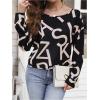 image:imageMakeMeChic Womens Open Back Tops Long Sleeve Shirts Criss Cross Sweaters V Neck Knit PulloverMulticolor