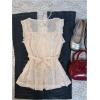image:imageMakeMeChic Womens Polka Dots Top Ruffle Sleeveless Blouse Button Down Tie Back Y2k Shirt TopsApricot