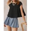 image:imageMakeMeChic Womens Ruffle Babydoll Flowy Tops Summer Cute Top Cap Sleeve Crop BlouseBlack