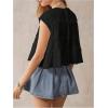 image:imageMakeMeChic Womens Ruffle Babydoll Flowy Tops Summer Cute Top Cap Sleeve Crop BlouseBlack