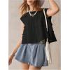 image:imageMakeMeChic Womens Ruffle Babydoll Flowy Tops Summer Cute Top Cap Sleeve Crop BlouseBlack