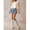 image:imageMakeMeChic Womens Ruffle Babydoll Flowy Tops Summer Cute Top Cap Sleeve Crop BlouseWhite
