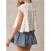 image:imageMakeMeChic Womens Ruffle Babydoll Flowy Tops Summer Cute Top Cap Sleeve Crop BlouseWhite