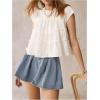 image:imageMakeMeChic Womens Ruffle Babydoll Flowy Tops Summer Cute Top Cap Sleeve Crop BlouseWhite