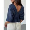 image:imageMakeMeChic Womens Ruffle Peplum Tops Dolman Sleeve V Neck Dressy Blouse Going Out TopsBlue