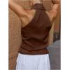 image:imageMakeMeChic Womens Summer Draped Halter Tops Blouse Sleeveless Elegant Business Tank TopsCoffee Brown