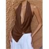 image:imageMakeMeChic Womens Summer Draped Halter Tops Blouse Sleeveless Elegant Business Tank TopsCoffee Brown