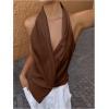 image:imageMakeMeChic Womens Summer Draped Halter Tops Blouse Sleeveless Elegant Business Tank TopsCoffee Brown