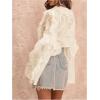 image:imageMakeMeChic Womens Tie V Neck Blouse Ruffle Trim Bell Sleeve Elegant Going Out Crop Tops Spring ClothesApricot