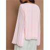 image:imageMakeMeChic Womens V Neck Bell Sleeve Blouse Metal Decor Pleated Split Hem TopsPink