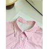 image:imageMakeMeChic Womens Vertical Striped Button Down Shirt Long Sleeve Summer Office Blouse Crop TopsPink