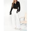 image:imageMakeMeChic Womens Wrap Blouse V Neck Long Sleeve Tie Side Shawl Collar Business Dressy Crop TopsBlack