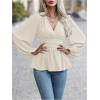 image:imageMakeMeChic Womens Wrap Tops V Neck Long Sleeve Shirts Ruffle Peplum Business Casual Work BlouseApricot