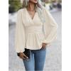 image:imageMakeMeChic Womens Wrap Tops V Neck Long Sleeve Shirts Ruffle Peplum Business Casual Work BlouseApricot