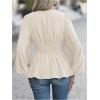 image:imageMakeMeChic Womens Wrap Tops V Neck Long Sleeve Shirts Ruffle Peplum Business Casual Work BlouseApricot