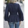 image:imageMakeMeChic Womens Wrap Tops V Neck Long Sleeve Shirts Ruffle Peplum Business Casual Work BlouseBlue
