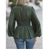 image:imageMakeMeChic Womens Wrap Tops V Neck Long Sleeve Shirts Ruffle Peplum Business Casual Work BlouseGreen