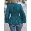 image:imageMakeMeChic Womens Wrap Tops V Neck Long Sleeve Shirts Ruffle Peplum Business Casual Work BlouseTeal Blue