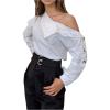 image:imageMakeMeChic Womens Asymmetrical Neck Blouse Button Long Sleeve Dressy Business Shirt TopsWhite