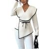 image:imageMakeMeChic Womens Long Sleeve Tops Wrap V Neck Blouse Business Casual Office Asymmetrical TopApricot