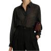 image:imageMakeMeChic Womens Mesh Chiffon Polka Dots Button Down Shirt Long Sleeve Business Shirt TopsMulticolor