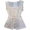 image:imageMakeMeChic Womens Polka Dots Top Ruffle Sleeveless Blouse Button Down Tie Back Y2k Shirt TopsApricot