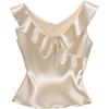 image:imageMakeMeChic Womens Silk Ruffle Blouse Sleeveless Tie V Neck Summer Elegant Tank Tops ShirtApricot