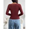 image:imageMakeMeChic Womens Floral Lace Crop Tops Deep V Neck Tie Front Long Sleeve Fitted Y2k T ShirtRed