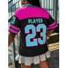 image:imageMakeMeChic Womens Football Jersey Shirts Soccer Jersey Number Oversized Y2K Tee TopsBlack Blue