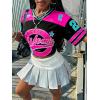 image:imageMakeMeChic Womens Football Jersey Shirts Soccer Jersey Number Oversized Y2K Tee TopsBlack Blue