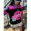 image:imageMakeMeChic Womens Football Jersey Shirts Soccer Jersey Number Oversized Y2K Tee TopsBlack Blue