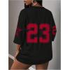 image:imageMakeMeChic Womens Football Jersey Shirts Soccer Jersey Number Oversized Y2K Tee TopsBlack Red
