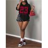 image:imageMakeMeChic Womens Football Jersey Shirts Soccer Jersey Number Oversized Y2K Tee TopsBlack Red