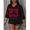 image:imageMakeMeChic Womens Football Jersey Shirts Soccer Jersey Number Oversized Y2K Tee TopsBlack Red