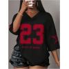 image:imageMakeMeChic Womens Football Jersey Shirts Soccer Jersey Number Oversized Y2K Tee TopsBlack Red