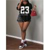 image:imageMakeMeChic Womens Football Jersey Shirts Soccer Jersey Number Oversized Y2K Tee TopsBlack White
