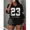 image:imageMakeMeChic Womens Football Jersey Shirts Soccer Jersey Number Oversized Y2K Tee TopsBlack White