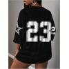 image:imageMakeMeChic Womens Football Jersey Shirts Soccer Jersey Number Oversized Y2K Tee TopsBlack White