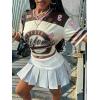 image:imageMakeMeChic Womens Football Jersey Shirts Soccer Jersey Number Oversized Y2K Tee TopsBrown Apricot