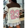 image:imageMakeMeChic Womens Football Jersey Shirts Soccer Jersey Number Oversized Y2K Tee TopsBrown Apricot