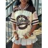 image:imageMakeMeChic Womens Football Jersey Shirts Soccer Jersey Number Oversized Y2K Tee TopsBrown Apricot