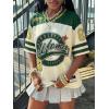 image:imageMakeMeChic Womens Football Jersey Shirts Soccer Jersey Number Oversized Y2K Tee TopsGreen Apricot