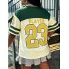 image:imageMakeMeChic Womens Football Jersey Shirts Soccer Jersey Number Oversized Y2K Tee TopsGreen Apricot