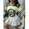 image:imageMakeMeChic Womens Football Jersey Shirts Soccer Jersey Number Oversized Y2K Tee TopsGreen Apricot