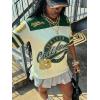 image:imageMakeMeChic Womens Football Jersey Shirts Soccer Jersey Number Oversized Y2K Tee TopsGreen Apricot