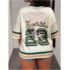 image:imageMakeMeChic Womens Football Jersey Shirts Soccer Jersey Number Oversized Y2K Tee TopsGreen Beige