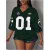 image:imageMakeMeChic Womens Football Jersey Shirts Soccer Jersey Number Oversized Y2K Tee TopsGreen White