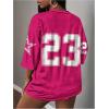 image:imageMakeMeChic Womens Football Jersey Shirts Soccer Jersey Number Oversized Y2K Tee TopsHot Pink White