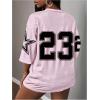 image:imageMakeMeChic Womens Football Jersey Shirts Soccer Jersey Number Oversized Y2K Tee TopsLight Pink Black