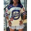 image:imageMakeMeChic Womens Football Jersey Shirts Soccer Jersey Number Oversized Y2K Tee TopsMulticolor